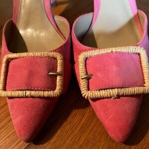 Ann Taylor Pink Suede Sling back heels  Size 6.5